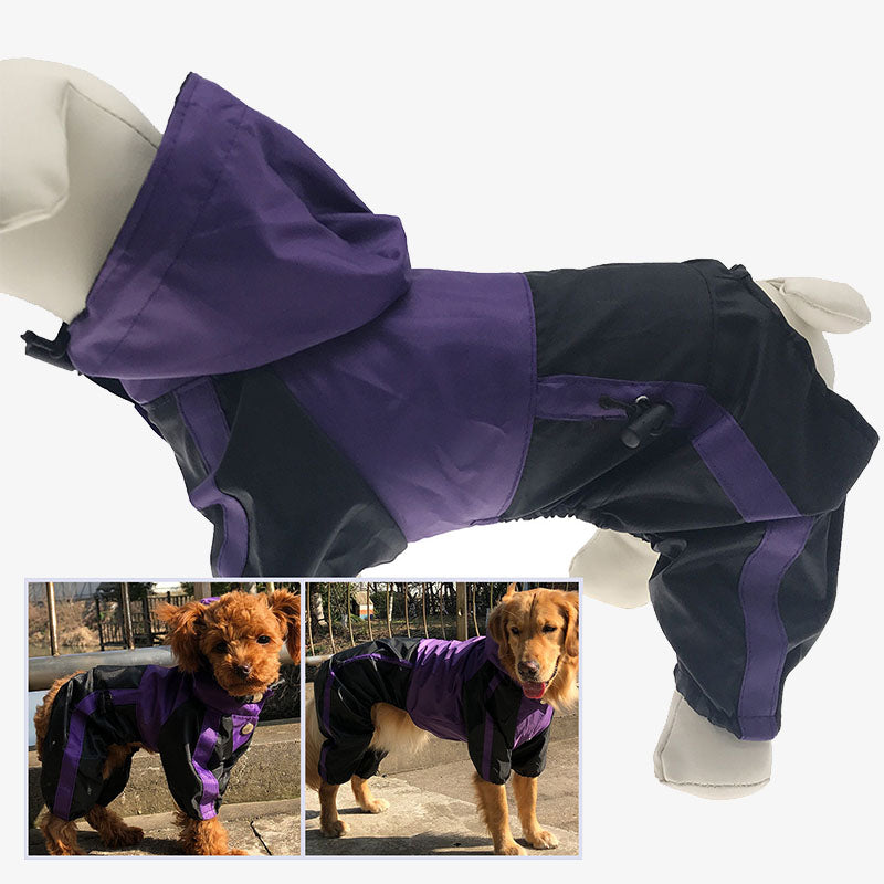 Oxford Fabric Waterproof Dog Full-Cover Raincoat with Legs and Hood