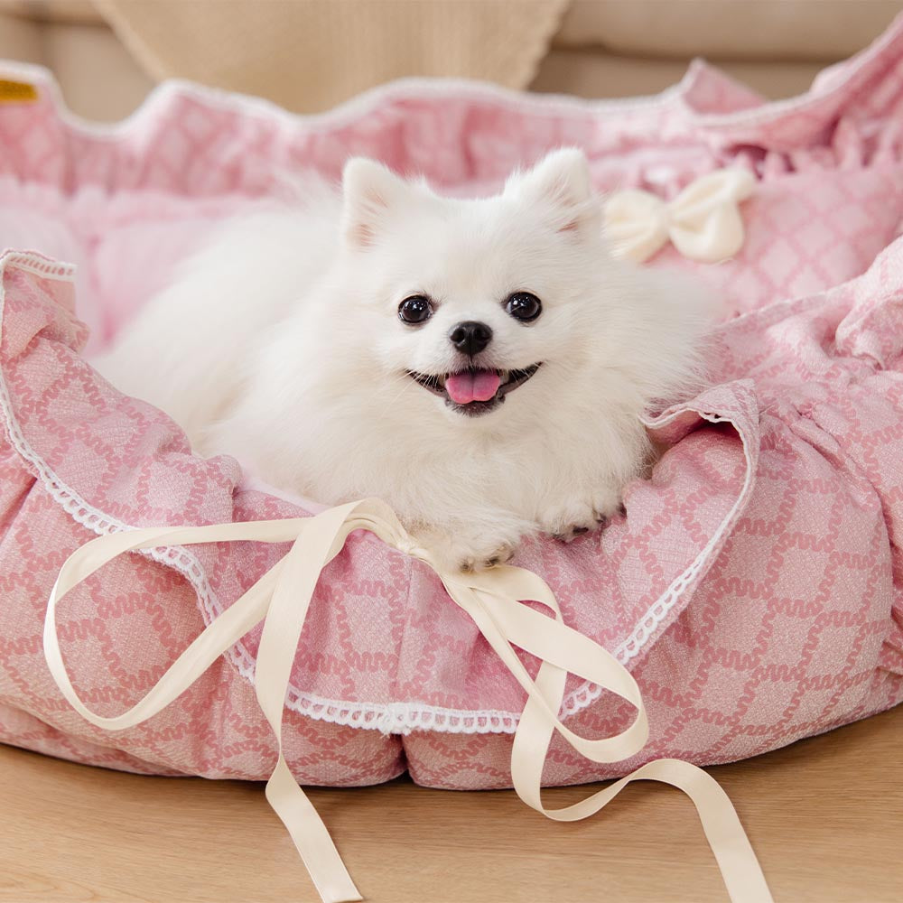 Drawstring Washable Multifunctional Round Pet Bed Mat - Floral Night Napper