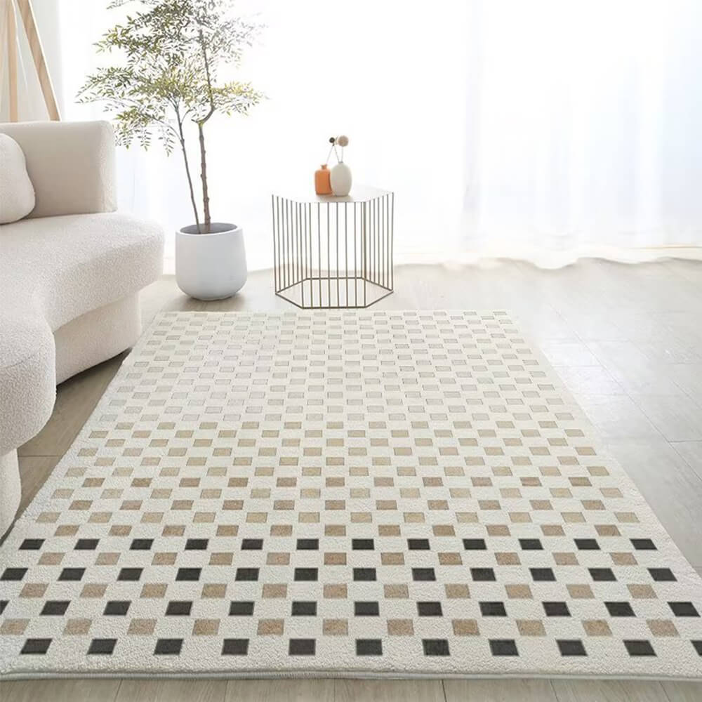 Plaid Simple Modern Style Faux Cashmere Home Rug