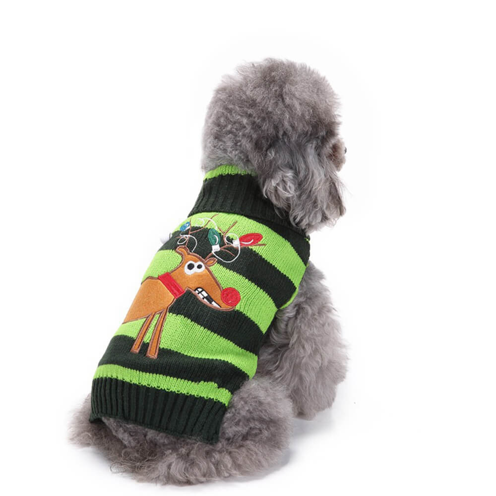 Christmas Reindeer Warm Turtleneck Dog Knit Sweater