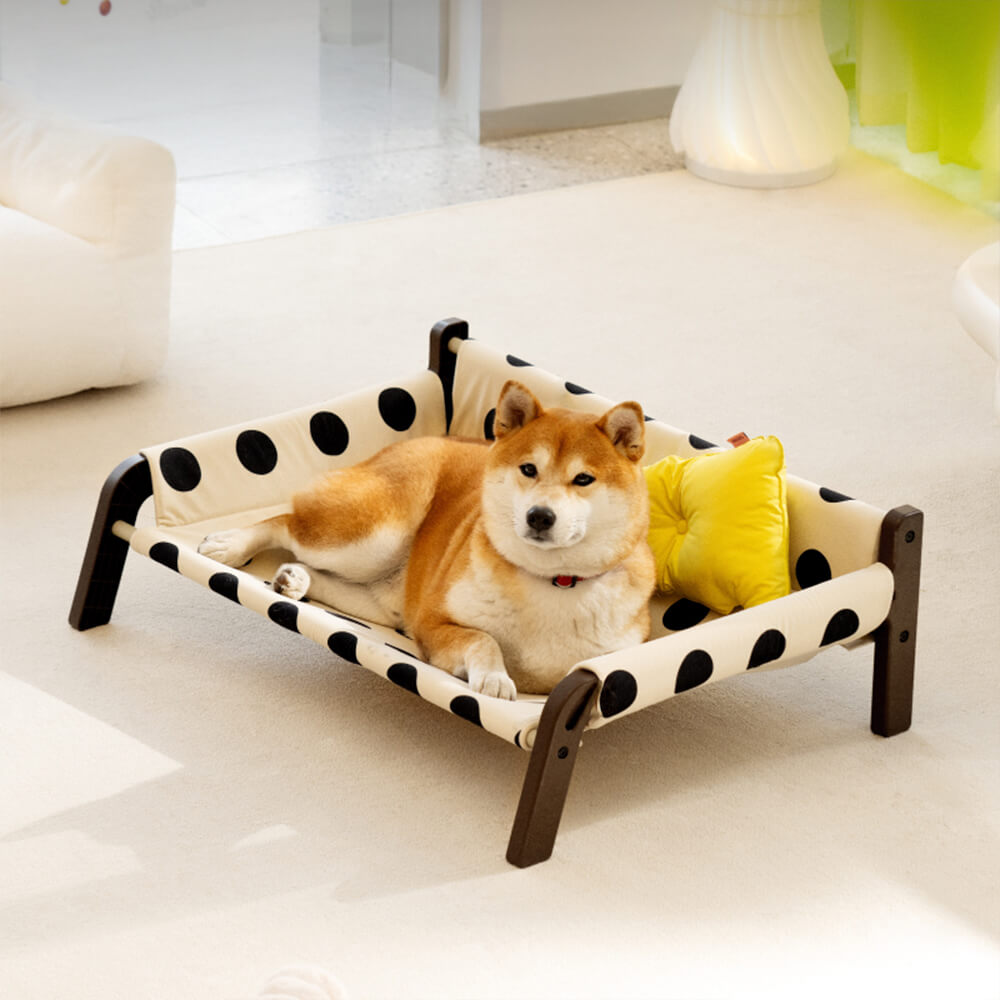 Frosted Suede Polka Dot Elevated Dog Bed