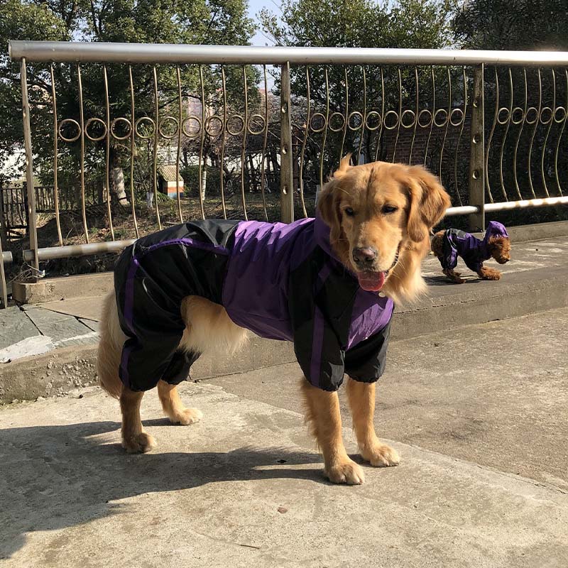 Oxford Fabric Waterproof Dog Full-Cover Raincoat with Legs and Hood