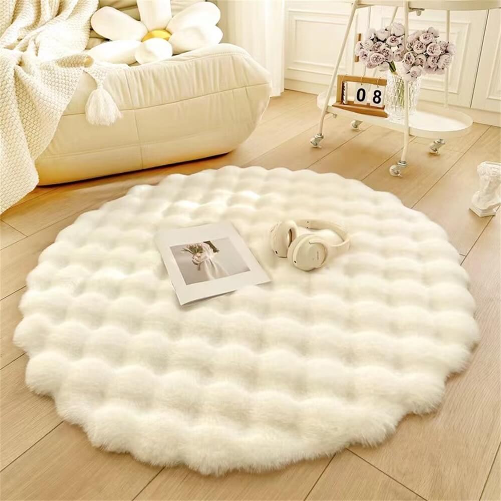 Creamy Style Chunky Round Plush Rug