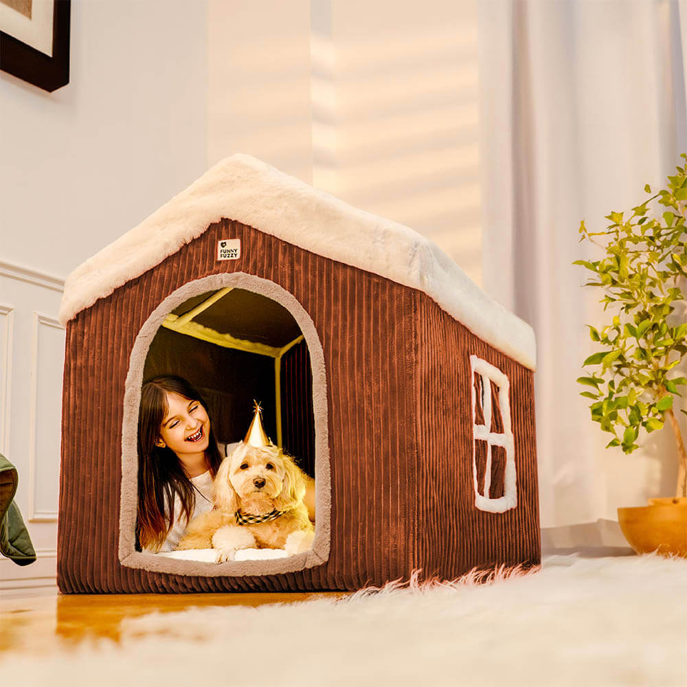 Christmas Snow House Cozy Warmth Large Dog House