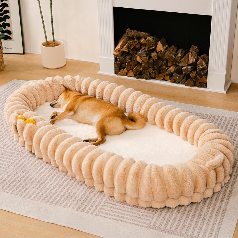 Creamy Plush Super Large Donut Human Dog Bed - Cuddle Cradle