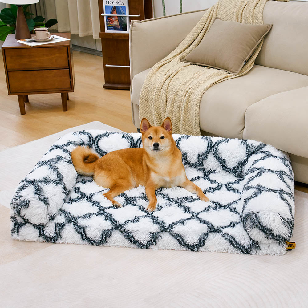 Classic Plaid Orthopedic Bolster Dog Sofa Bed - Cozy Comfort