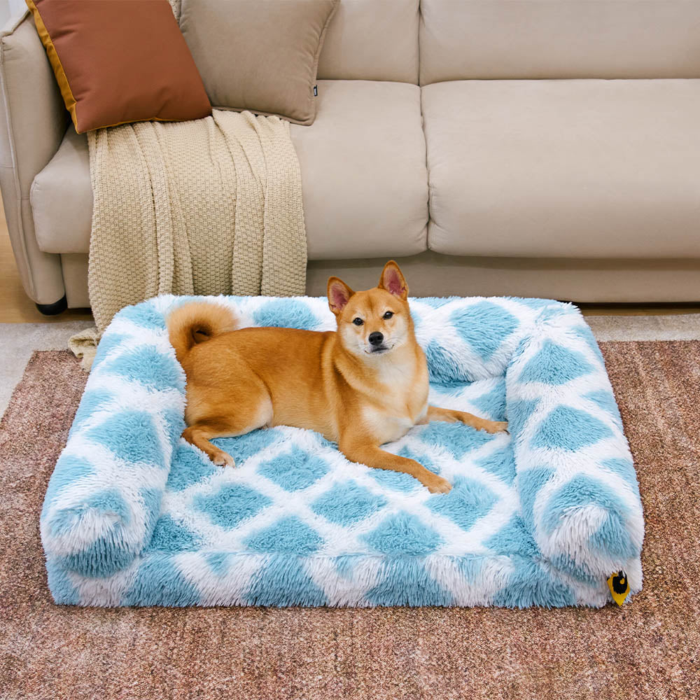 Classic Plaid Orthopedic Bolster Dog Sofa Bed - Cozy Comfort