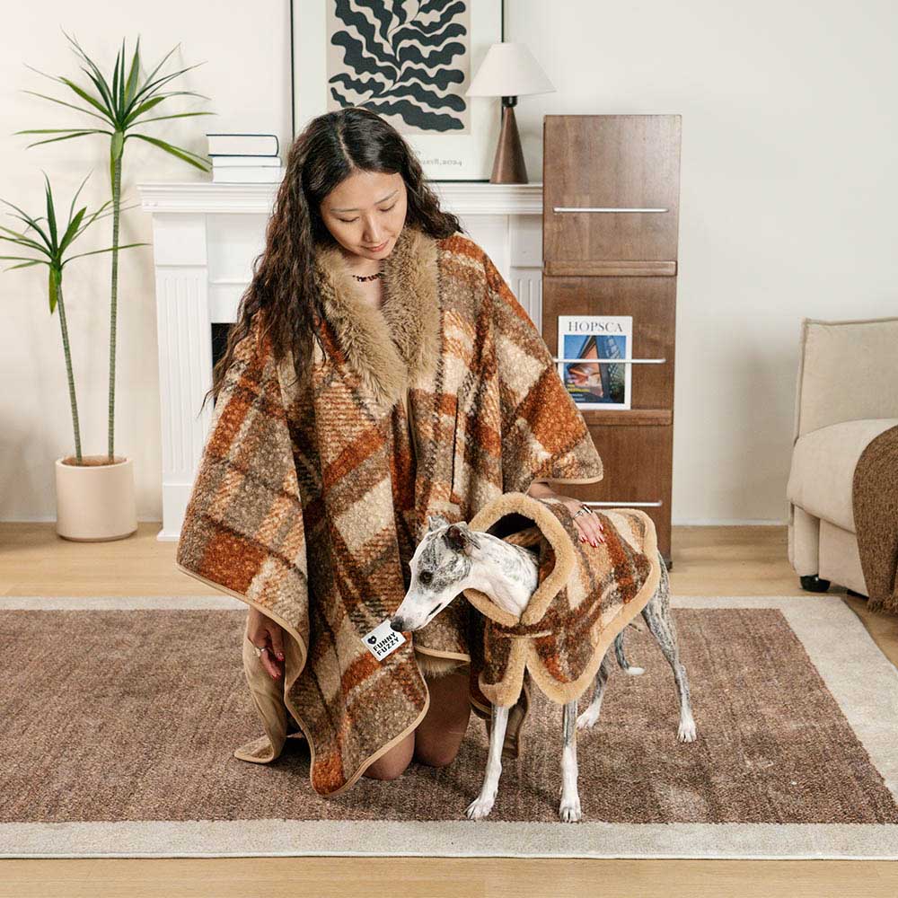 Classic Plaid Warmth Human & Dog Poncho - Festive Companions