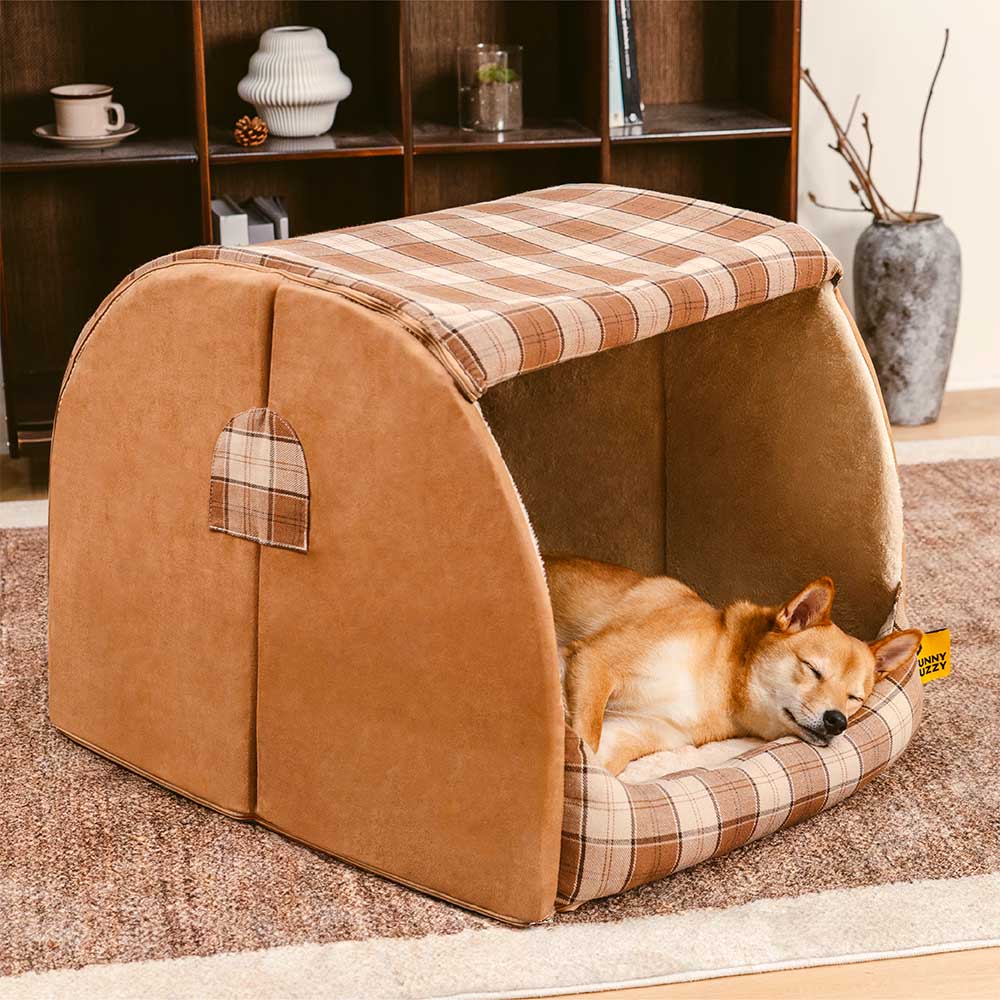 Classical Plaid House Orthopedic Dog Bed - Retreat Cabin