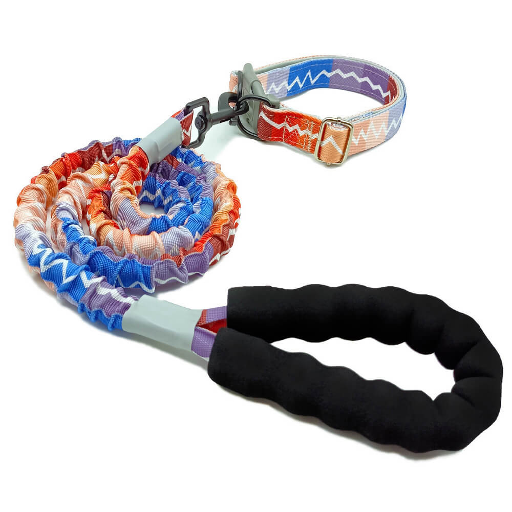 Colorful High Elasticity Traction Rope Large Dog Leash And Collar