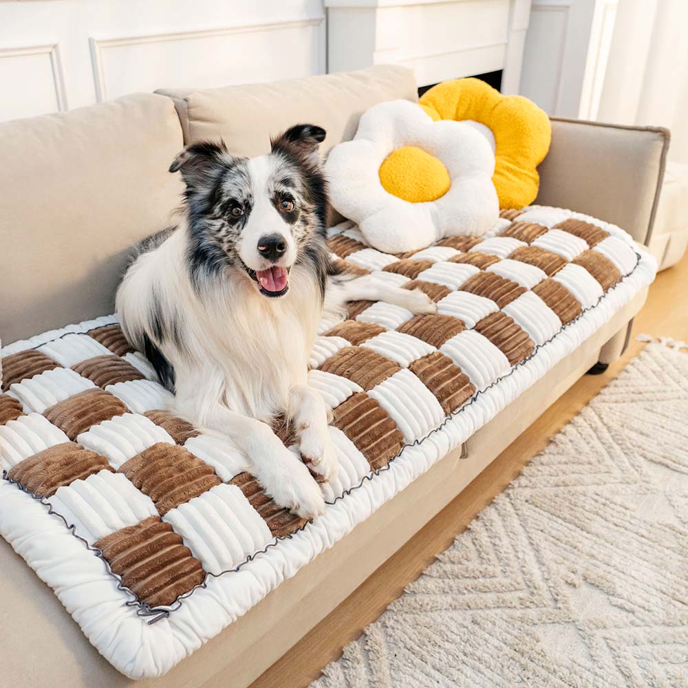 Cozy Plaid Patchwork Pet Mat Furniture Protector Couch Cover