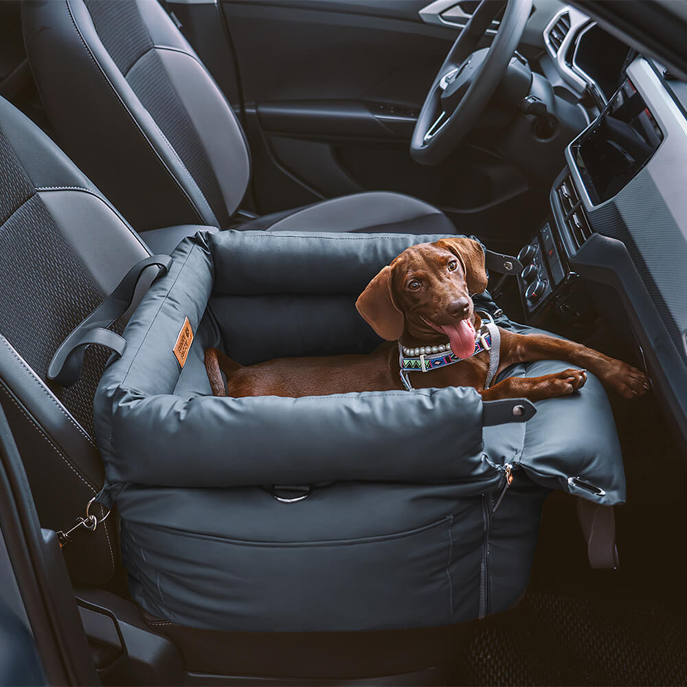 Deluxe Faux Leather Dog Car Seat Booster Bed - Urban Voyager