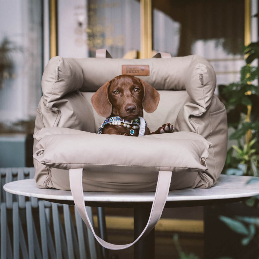 Deluxe Faux Leather Dog Car Seat Booster Bed - Urban Voyager