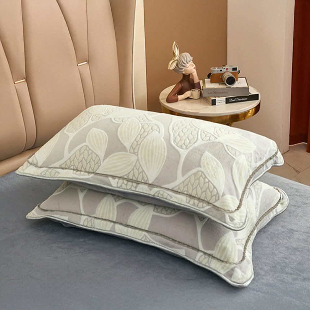 Elegant Botanical Pattern Milk Velvet Bed Sheet Set