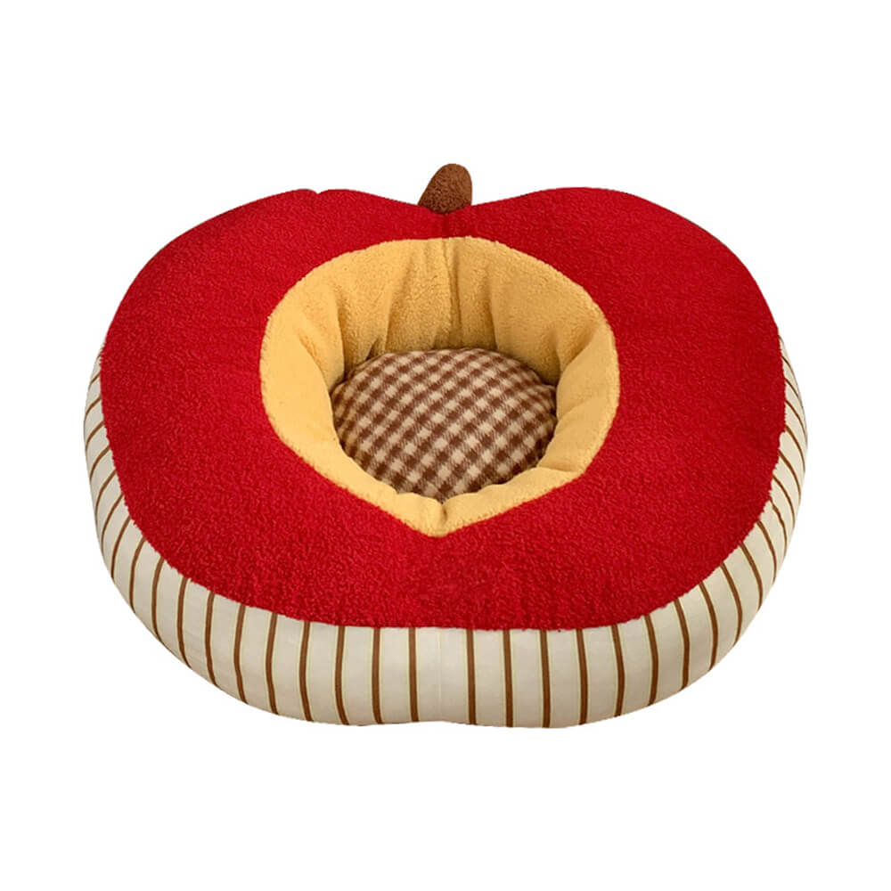 Apple Shaped Soft Plush Washable Cozy Dog & Cat Bed