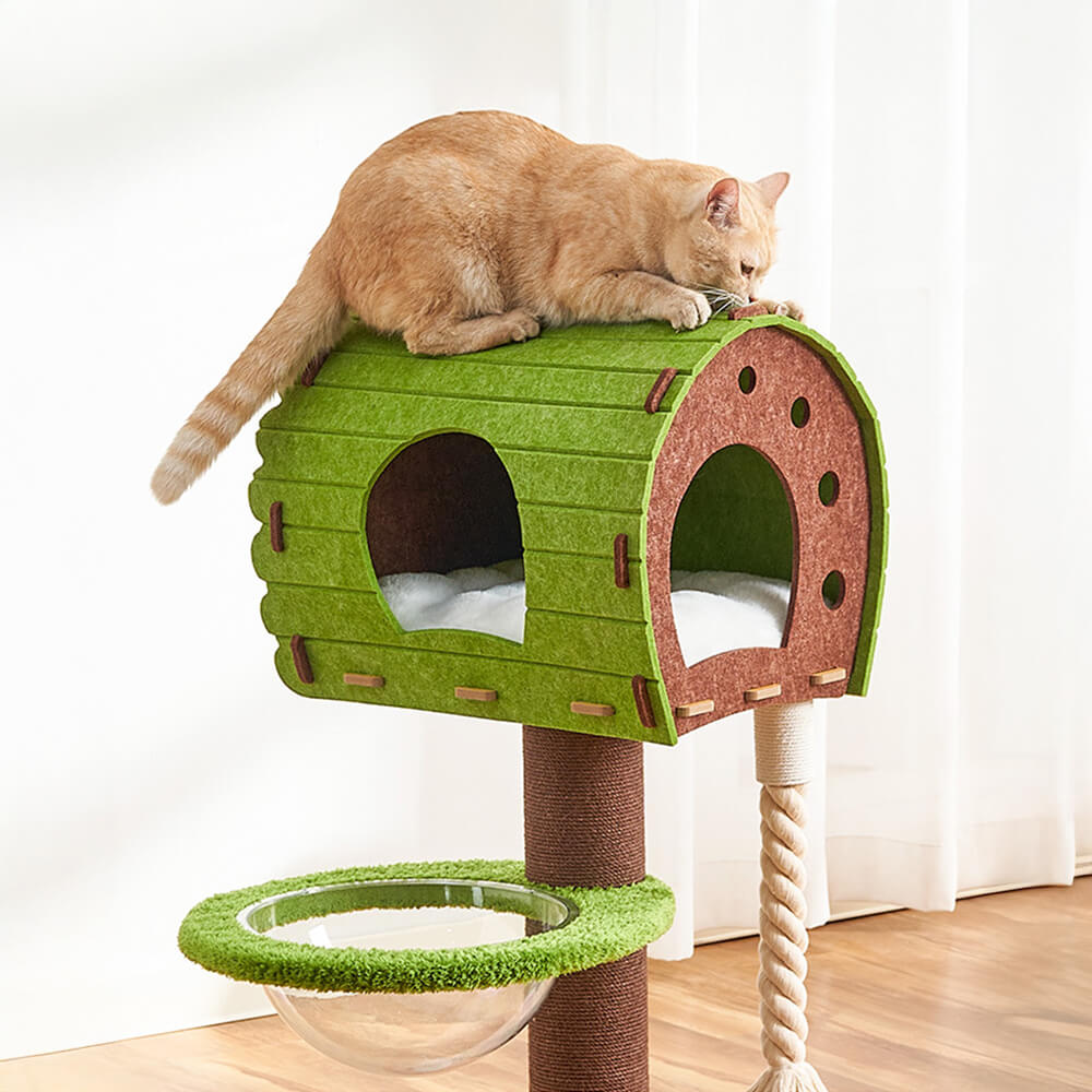 Forest Cabin Creative Space-Saving Felt Cat Tree with Scratching Post