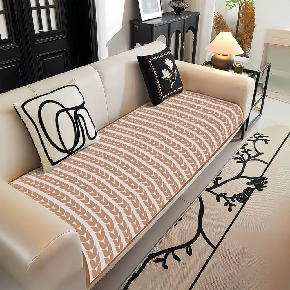 Modern Ice Silk Wheat Pattern Breathable Anti-Slip Couch Cover