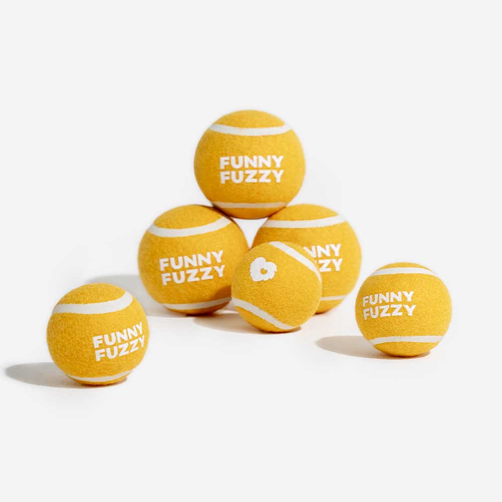 FUNNYFUZZY Tennis Ball Dog Toy - Squeaky & Bounce