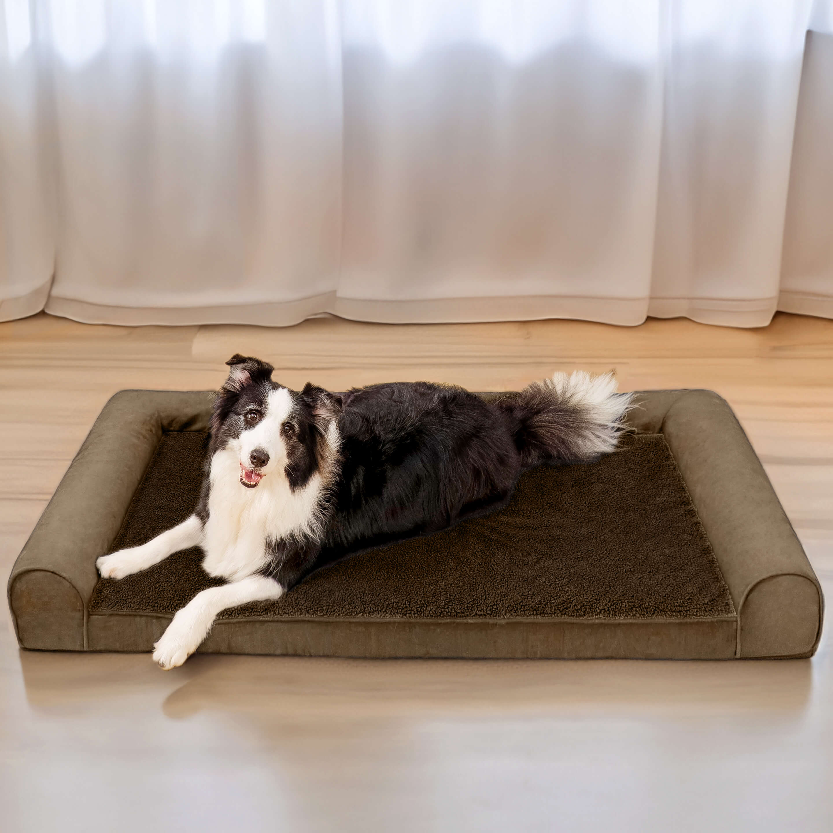 Faux Fleece & Suede Full Support Orthopedic Dog Bed