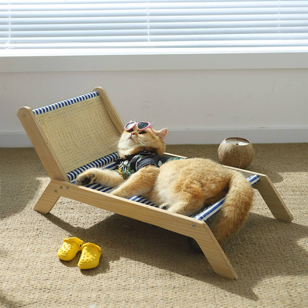 Cat Beach Vacation Lounger with Scratching Board