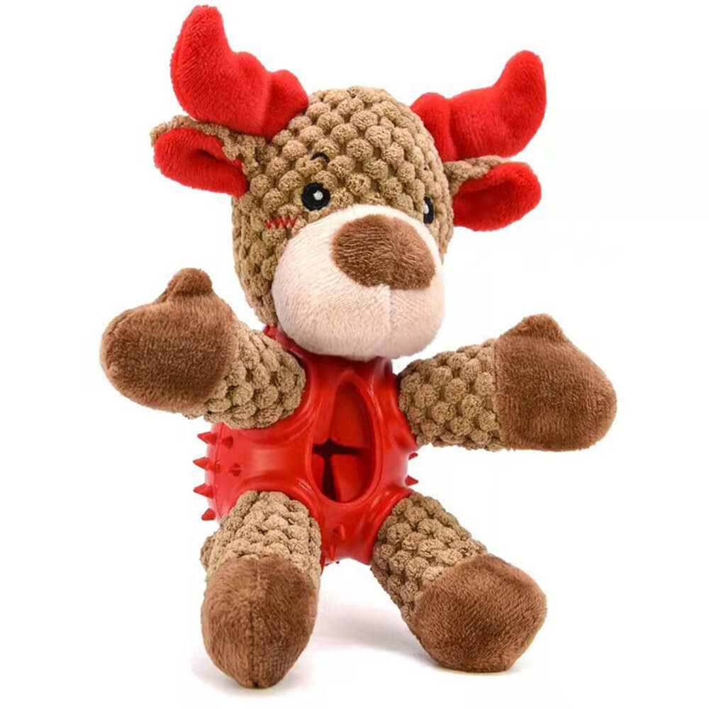 Christmas Doll Rubber Slow Feeding Squeaker Interactive Dog Toy