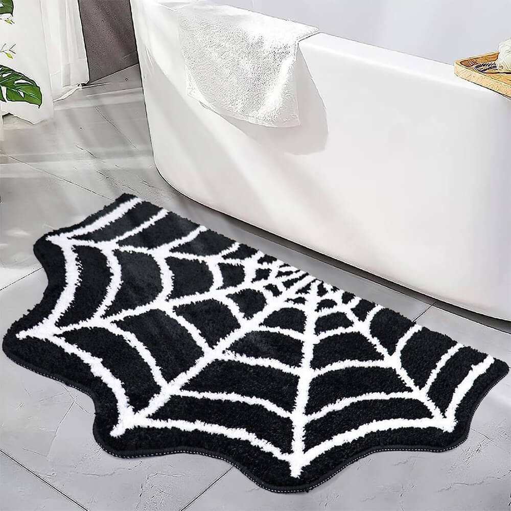 Luxurious Faux Cashmere Halloween Carpet - Soft and Spooky Spider Web Design Rug