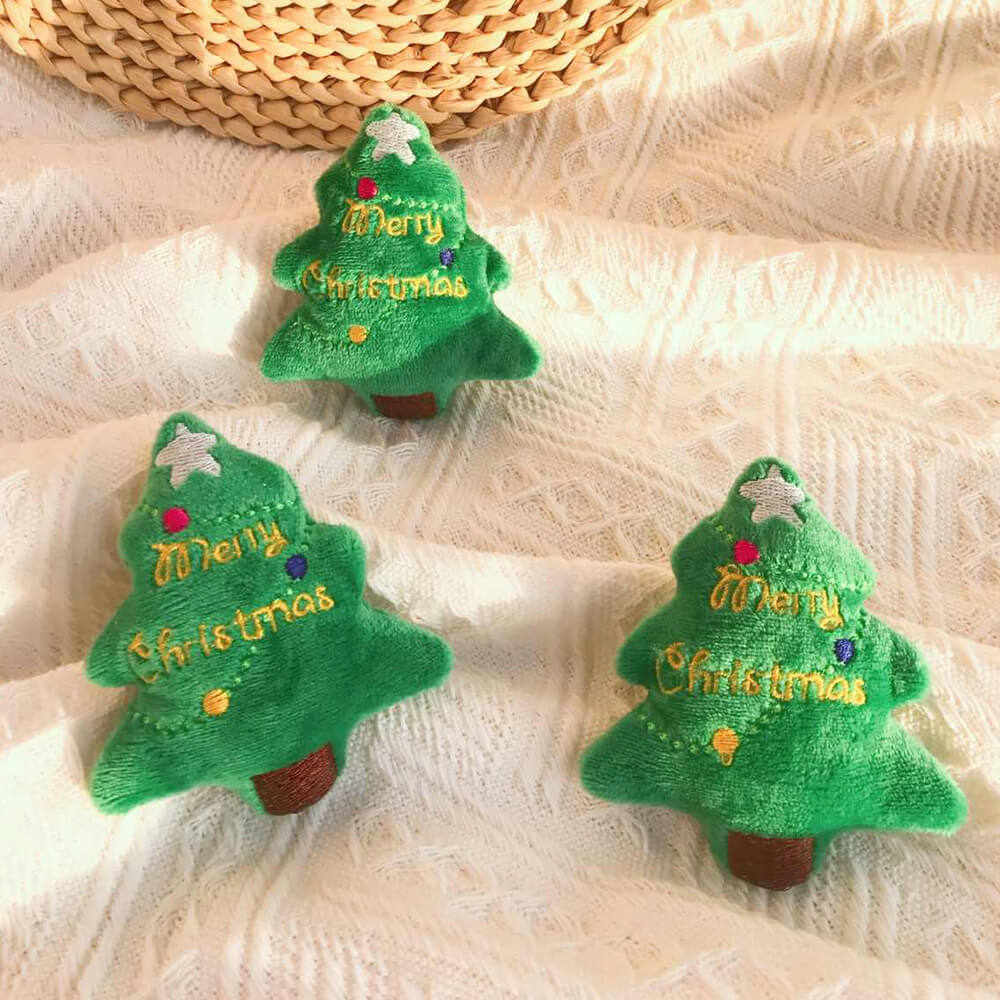 Mini Christmas Tree Squeaky Interactive Chew Plush Dog Toy