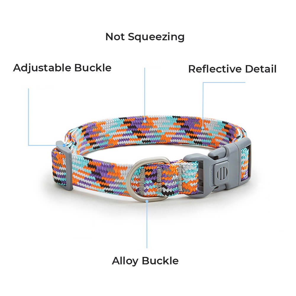 Reflective Weave Adjustable Anti Pull Dog Collar and Leash