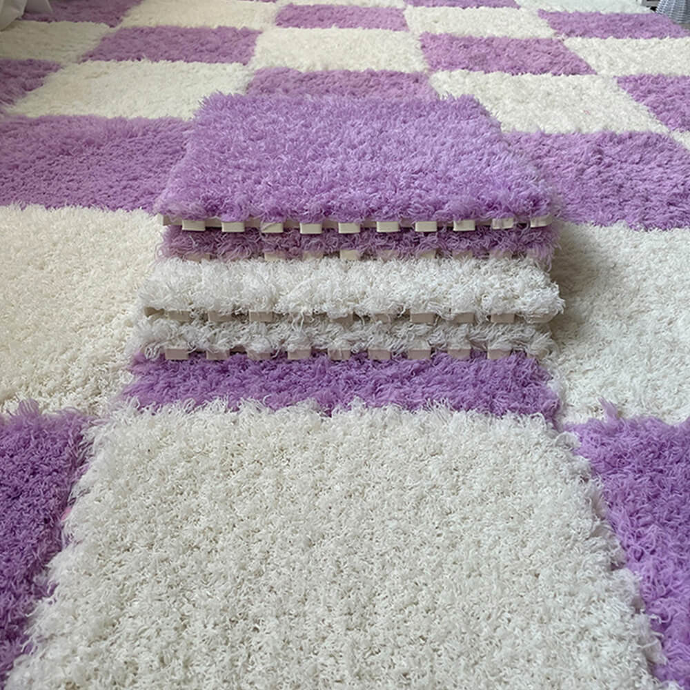 Bedroom Fluffy Washable Interlocking Kids Play Area Rug