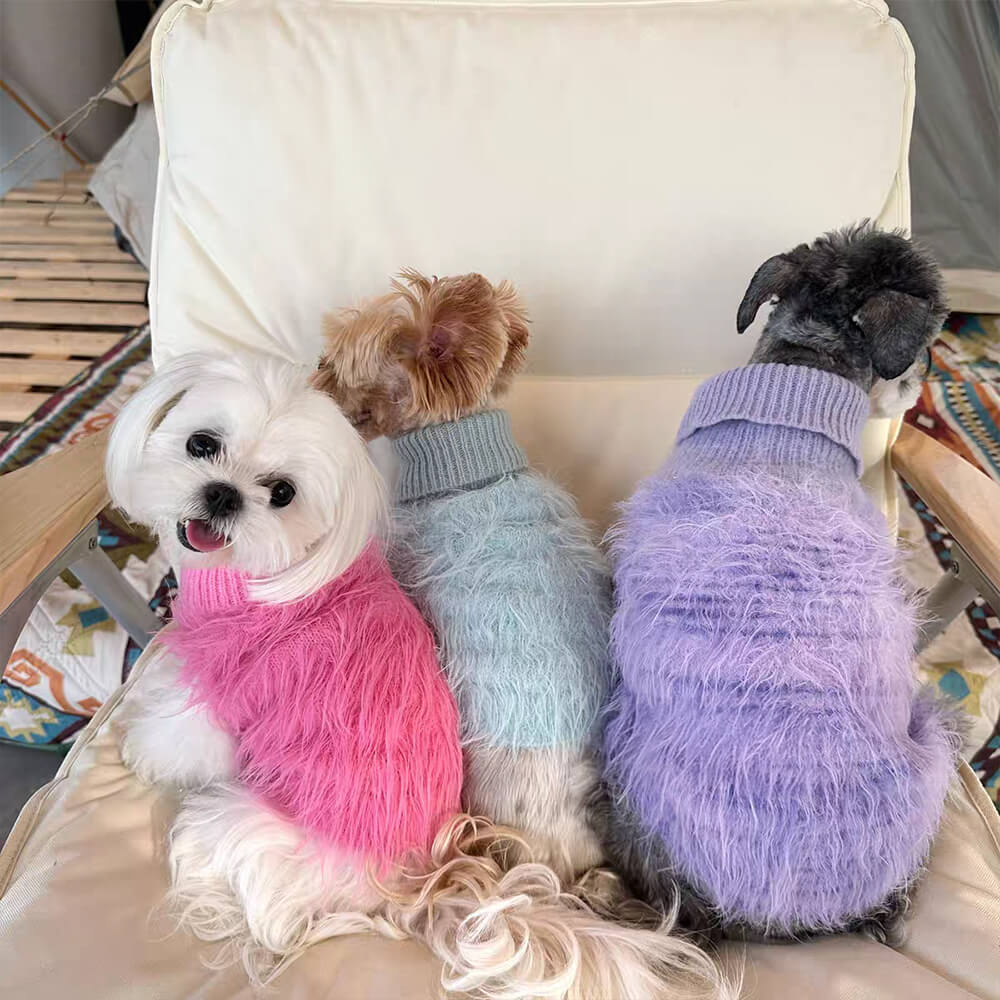 Weicher, flauschiger, modischer, luxuriöser Hunde-Rollkragenpullover