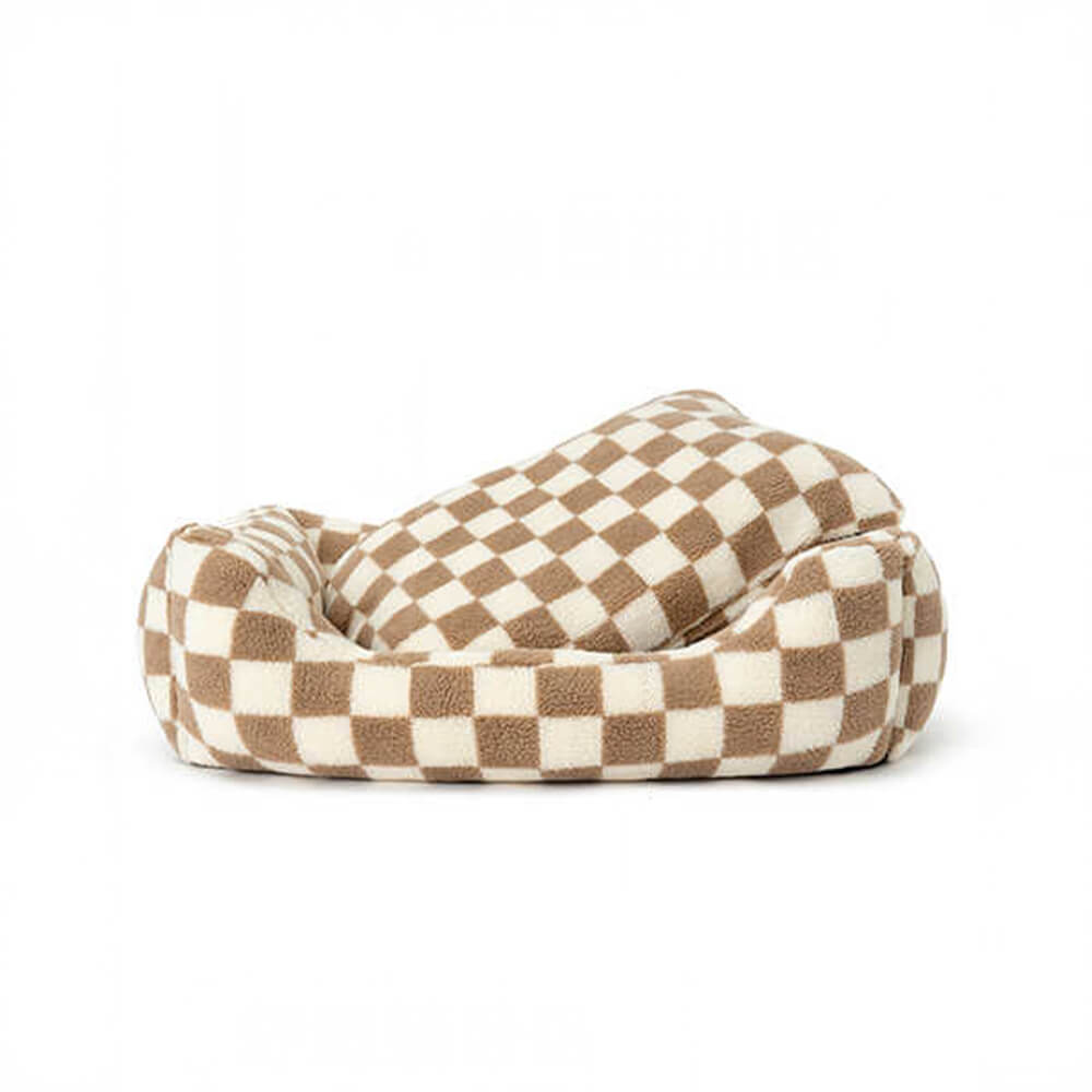 Stylish Checkerboard Warmth Removable Washable  Dog Sofa Bed