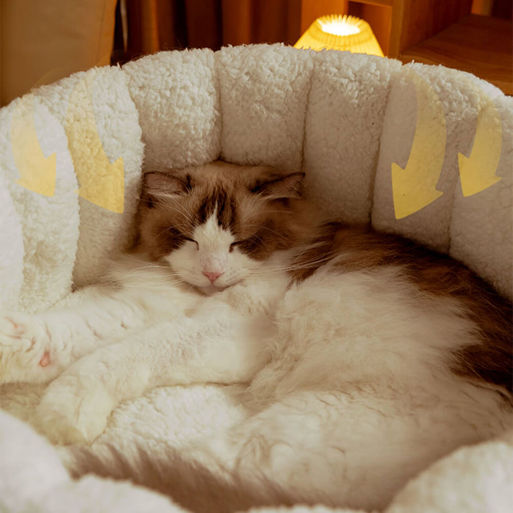 Warm Skin-Friendly Full Support Multi-Purpose Semi-Enclosed Cat Bed