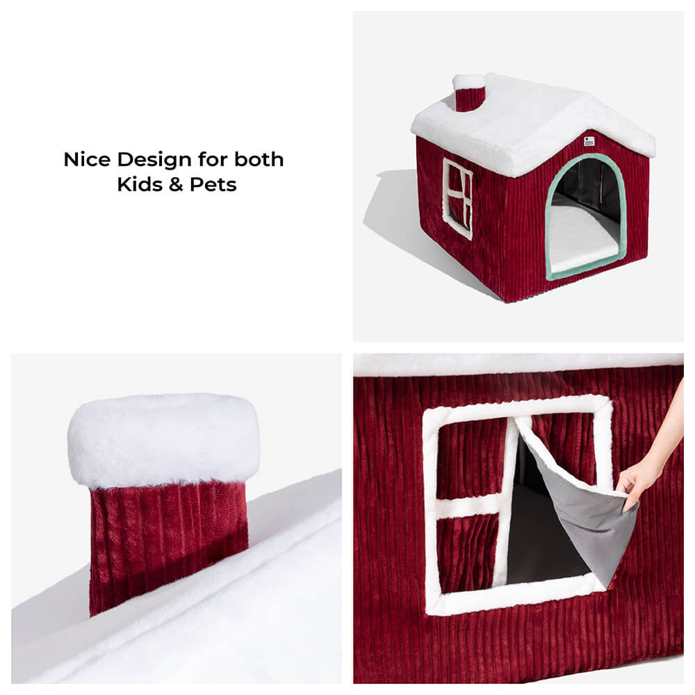 Christmas Snow House Cozy Warmth Large Dog House