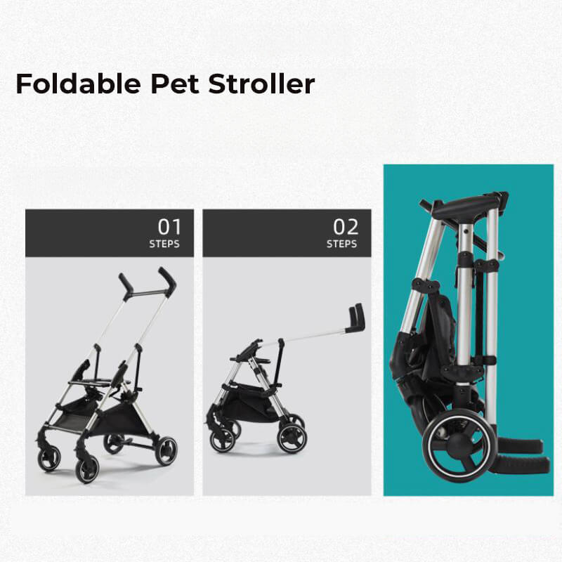 Multifunctional 2-in-1 Aluminum Alloy Pet Stroller - Ultra-Light & Detachable for Puppies