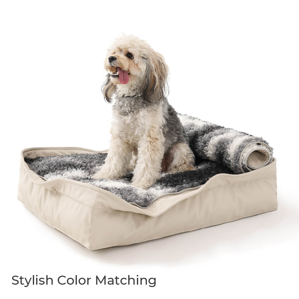 Multifunctional Faux Lambswool & Leather Pet Nest Dog Bed