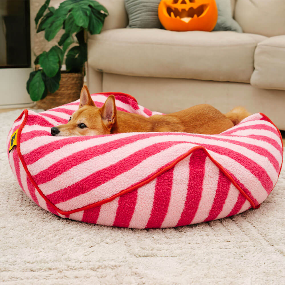 Trendy Striped Pattern Polygonal  Calming Bean Bag Dog Bed