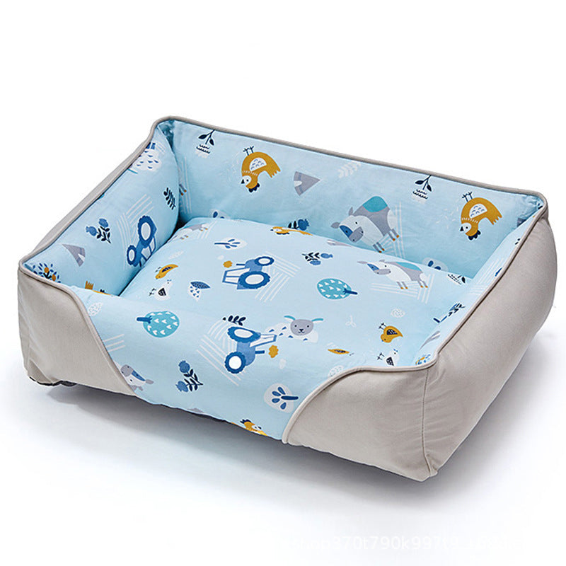 Cartoon Soft Neck Guard Dog Bed