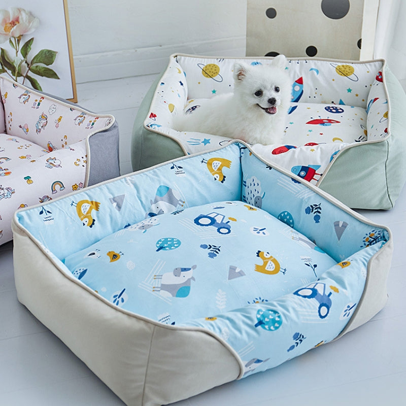 Cartoon Soft Neck Guard Dog Bed