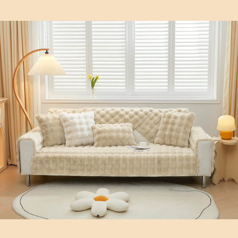 Cozy Plush Solid Colour Non-slip Couch Cover