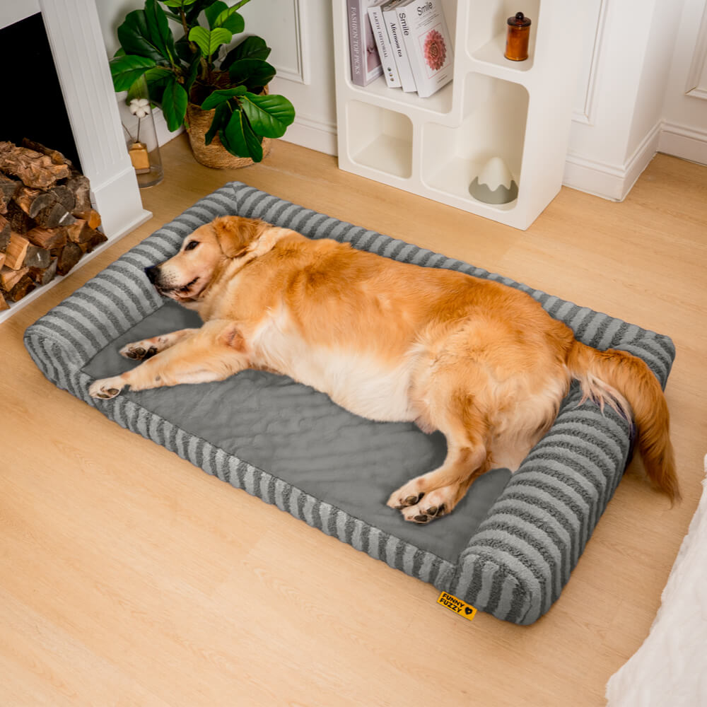 Lit moelleux de luxe pour grand chien, support complet, soulage l'anxiété