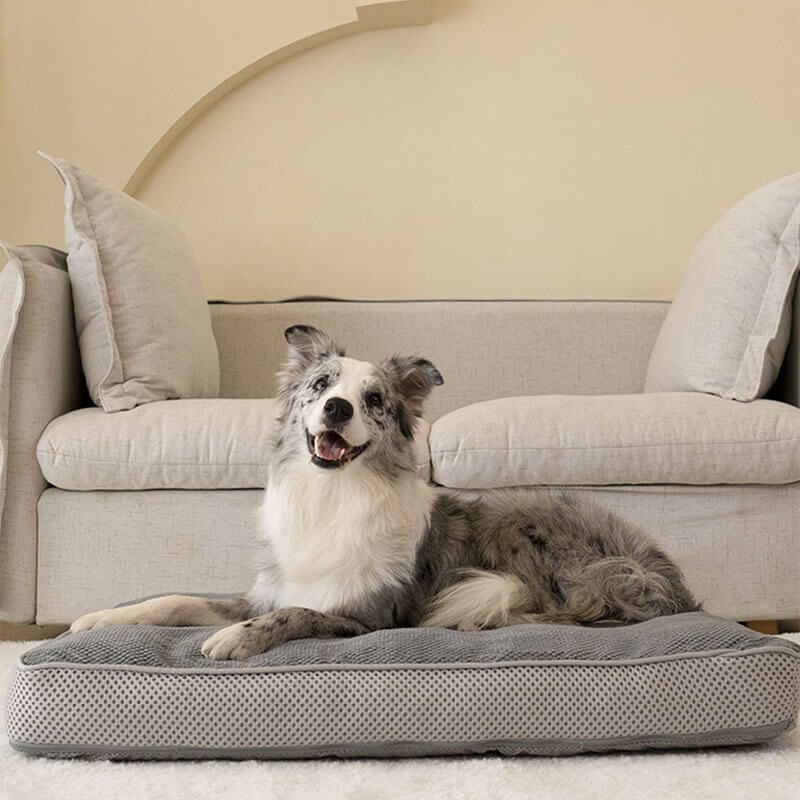 Large Grey Breathable Pet Sleeping Mat Removable Dog Cushion Bed