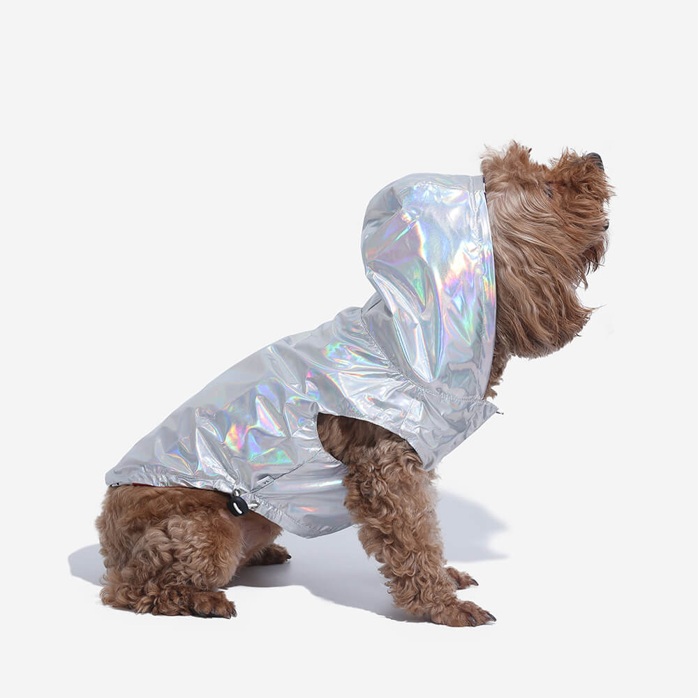 Reversible Waterproof Dog Rain Coat - Graffiti & Iridescent